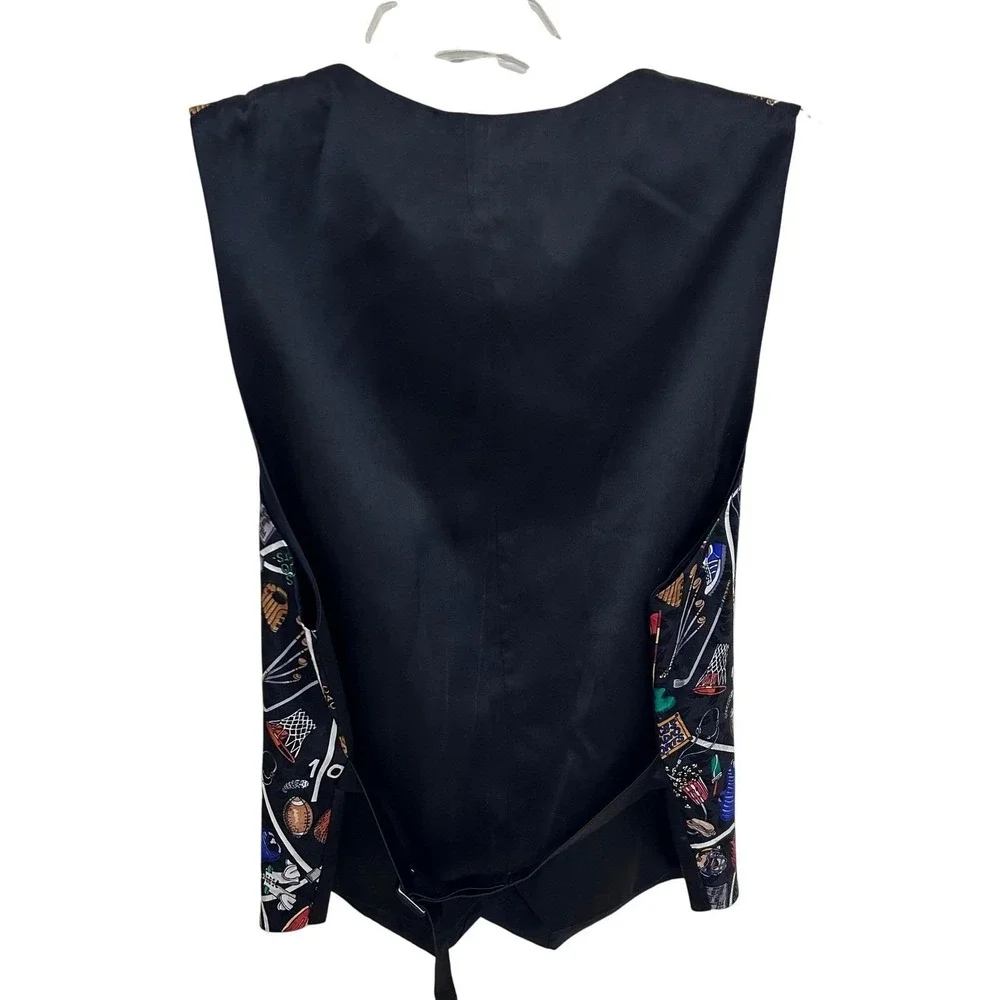 Nicole Miller‎ Mens 100% Silk Sports Print Vest Size M